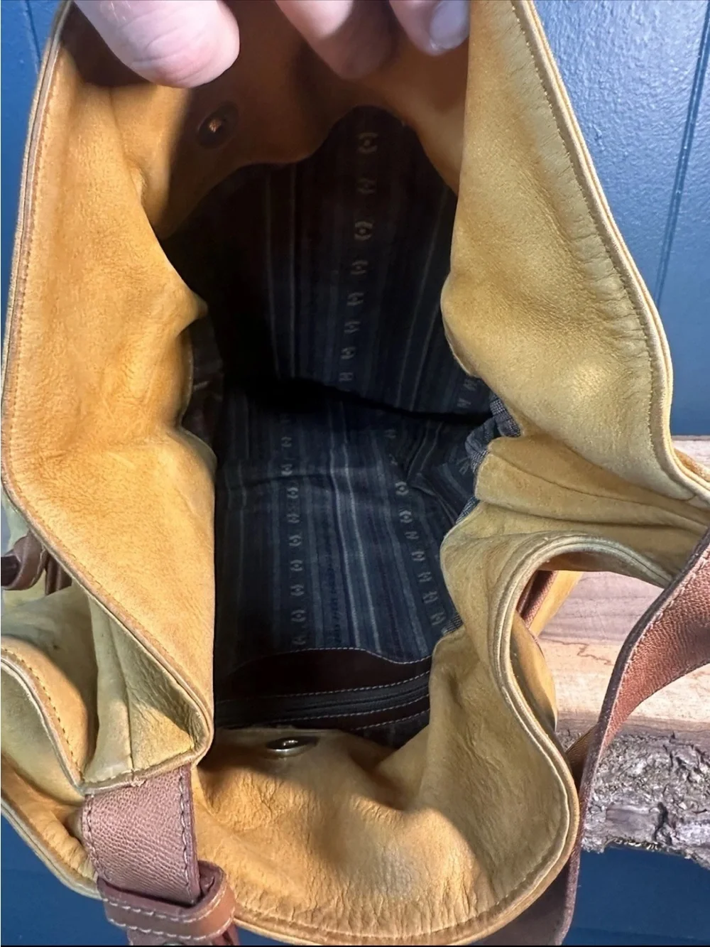 Vintage Gold PFEIL Leather Bucket Tote Bag Germany Large Slouch Hobo